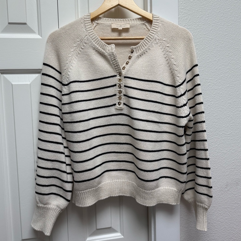Sezane Léontine Jumper Ecru / Marine - Size M